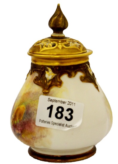 Royal Worcester Vase and Cover Hand