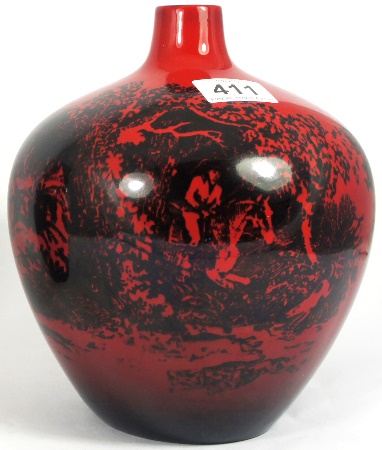 Royal Doulton Flambe Woodcut Vase decorated