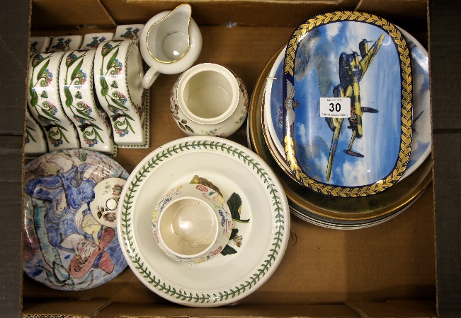 Tray of Portmeirion Dishes and Clock