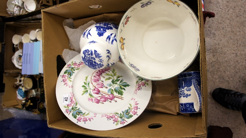 Tray of Blue and White Spode and