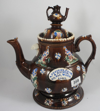 Large Measham Barge Ware Tea Pot Dated