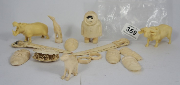 Old Ivory Items including Two Elephant 15a9ce