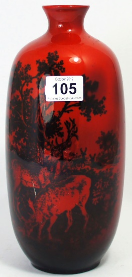 Royal Doulton Flambe Woodcut Vase