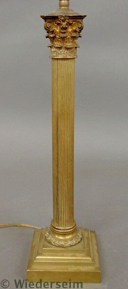 Brass column form lamp base 19th 1583f9