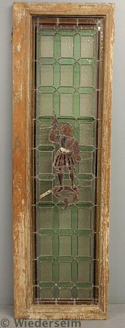 Large leaded glass door with a