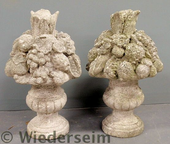 Pair of cast stone garden ornaments