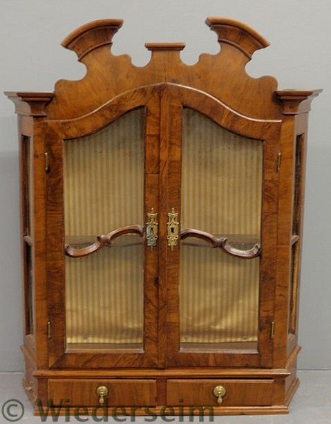 Burl walnut hanging cupboard 19th