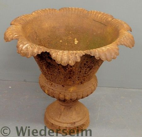 Large cast iron floral form urn
