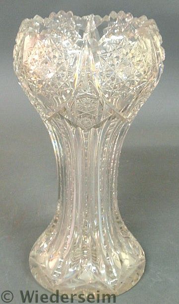 Cut glass vase. As found. 14.5"h.x8"dia.