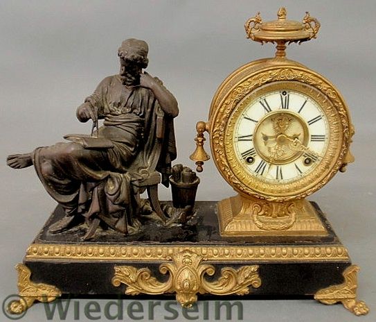 Ansonia Spelter metal mantel clock 15846e