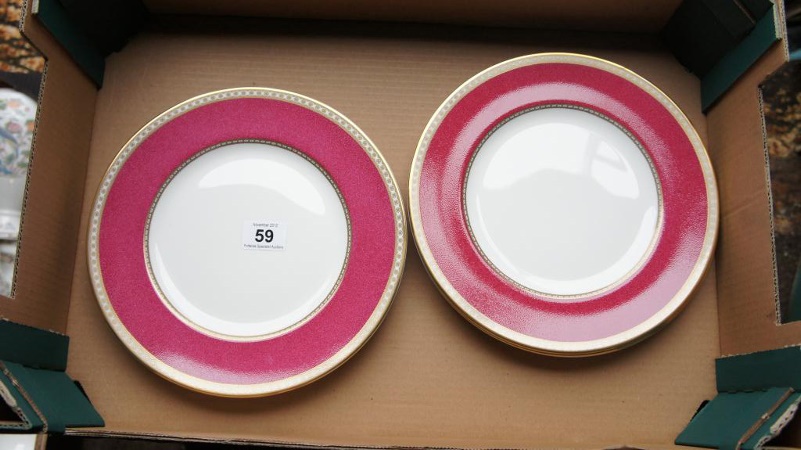 Wedgwood Ulander Ruby Dinner Plates 15879a