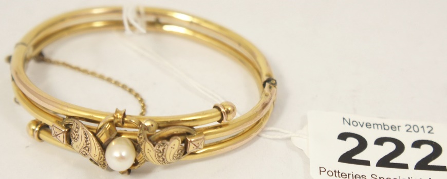 9ct Victorian ladies pearl bracelet