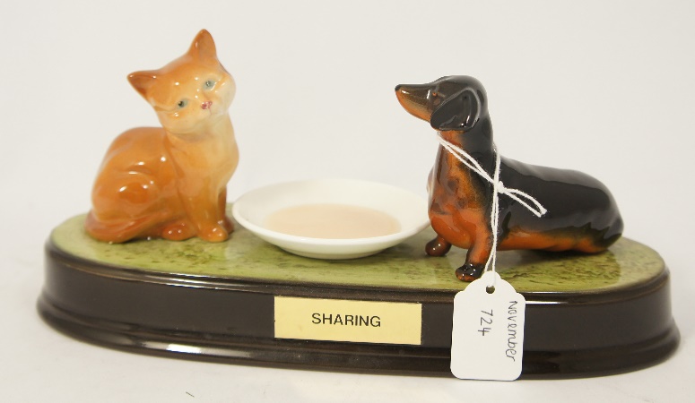 Beswick Dachshund and Kitten on 158913