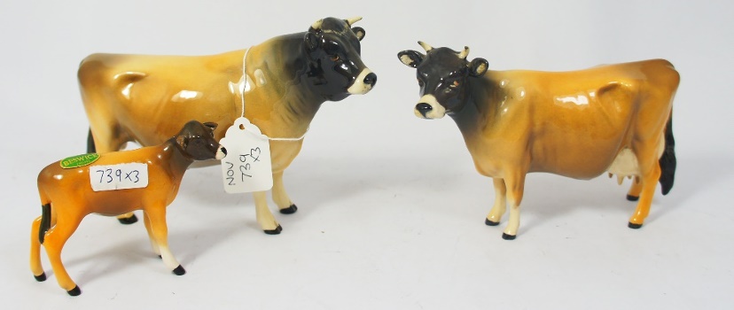 Beswick Jersey Bull 1422 Cow 1343 and