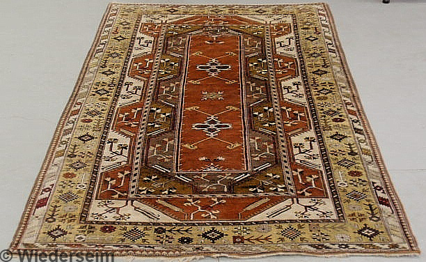 Persian center hall carpet with geometric
