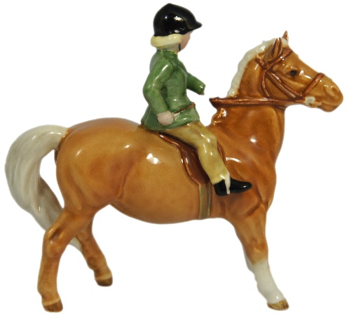 Rare Beswick Girl on Palomino Pony 15892d