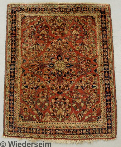 Sarouk oriental mat red field and 15893b
