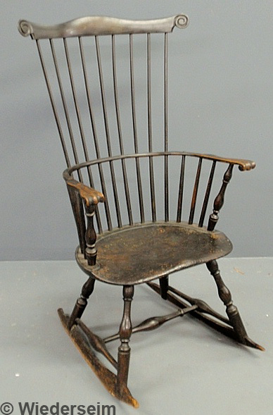 Comb-back Windsor rocker with carved