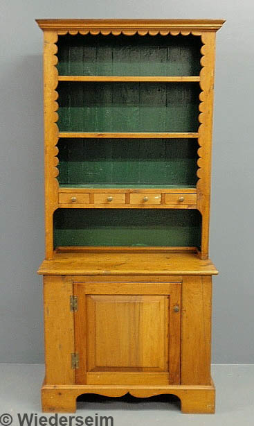 Two-piece pine open front cupboard