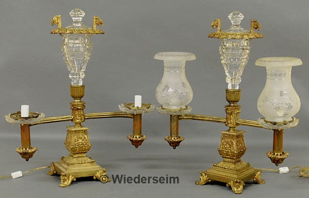 Pair of French gilt bronze double arm 1589c6