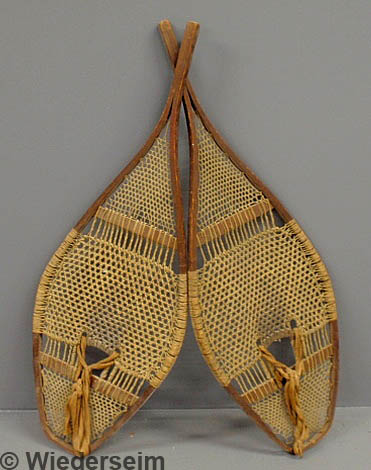 Pair of early snowshoes sinew and