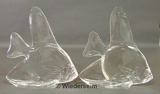 Pair of signed Stueben glass angel