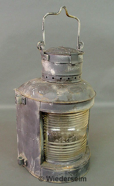 Galvanized ships lantern with Fresnel 158a0c