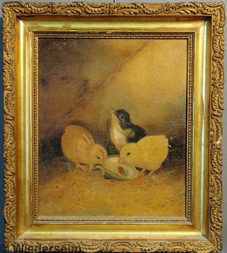 Oil on canvas painting of chicks 158a19