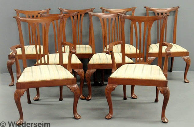 Set of eight Queen Anne style mahogany