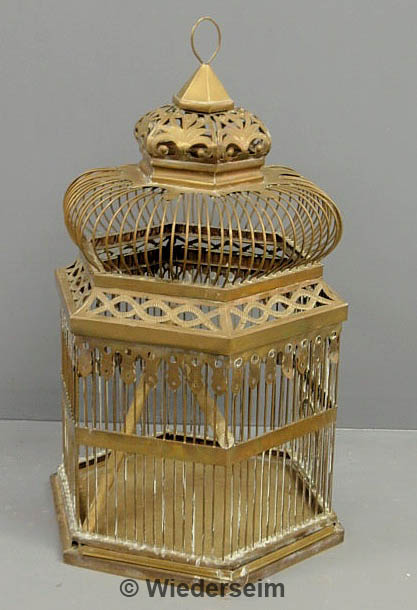 Victorian style brass decorated birdcage