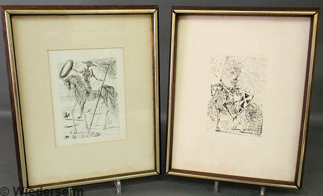 Two framed etchings by Salvador