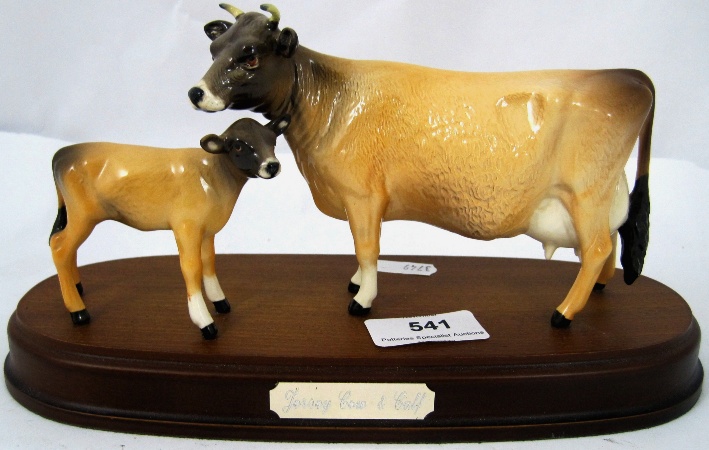 Beswick Jersey Cow & Calf on wood