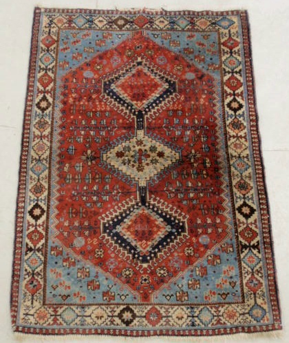 Persian oriental mat red field 158d39