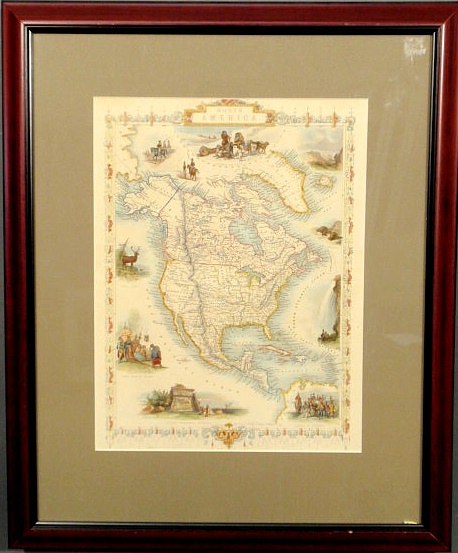 Hand-colored map of North America