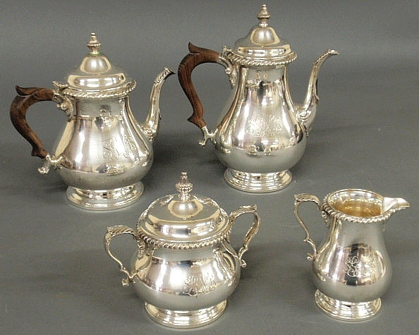 Sterling silver four-piece tea service