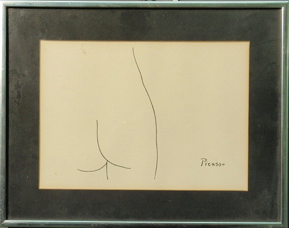 Framed print of a nude signed Picasso  158d59