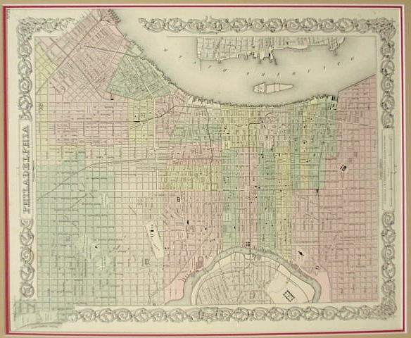 Colored map of Philadelphia by J.H.