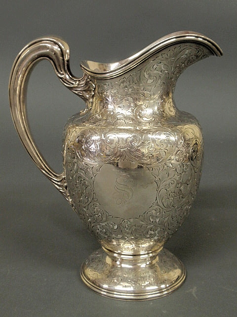 Sterling silver water pitcher with