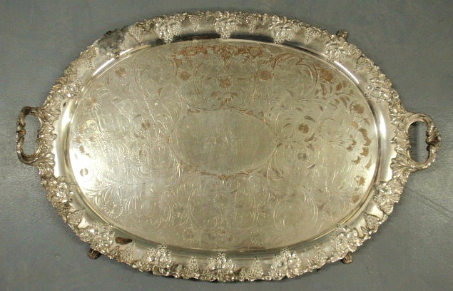 Large oval silverplate serving tray