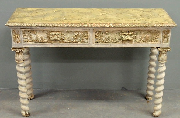 Continental two-drawer table with leopard