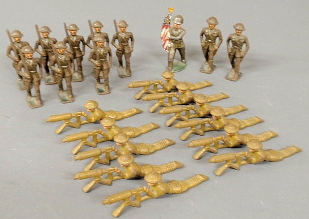 Twenty-two cast metal WWI American toy