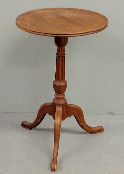 Cherry dish top candlestand with inlaid