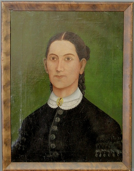 Oil on canvas portrait of a woman wearing