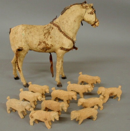 Toy horse with hide covering and 158de1