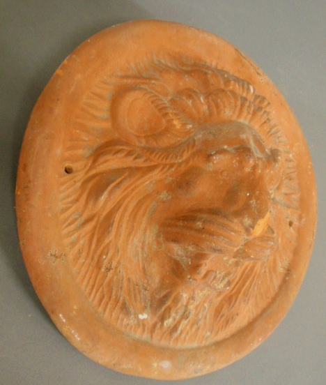 Terracotta lion head mask 19th