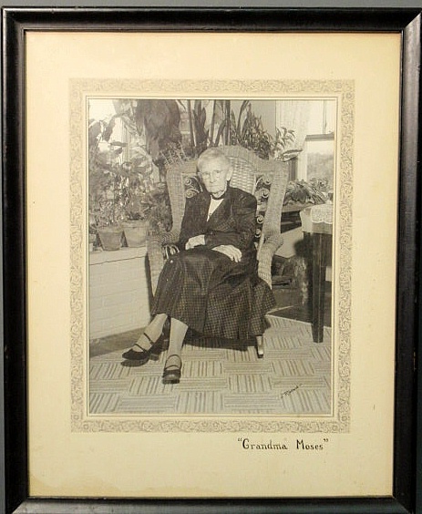 Framed photograph of Grandma Moses 158dec