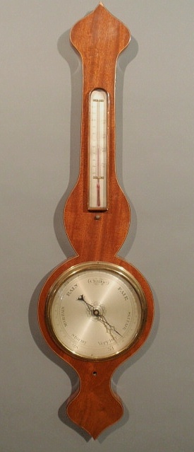 English inlaid mahogany barometer 19th