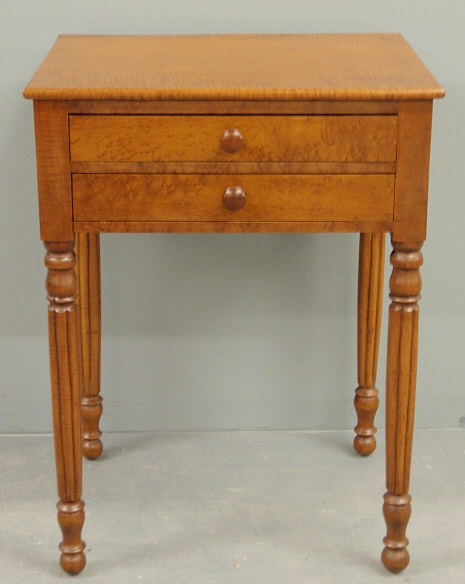 Sheraton tiger maple stand circa 1820