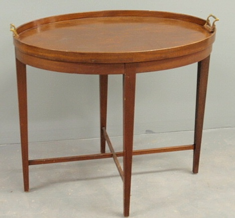 Regency style mahogany oval tray-on-stand