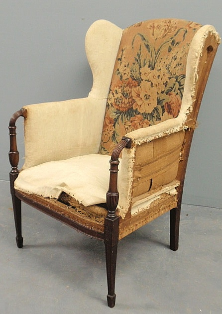 Sheraton style mahogany wing chair.